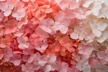 Fototapeta premium Summer Garden Delight: Hydrangea Vanille Fraise Blooms with Pink and White Flowers