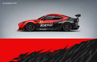 Fototapeta premium Car wrap livery design with paint splash theme with red color combination