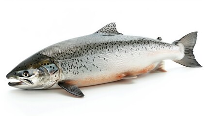 Obraz premium A large fish laying on a white surface with no background