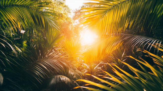 Untouched tropical forest, saturated green foliage