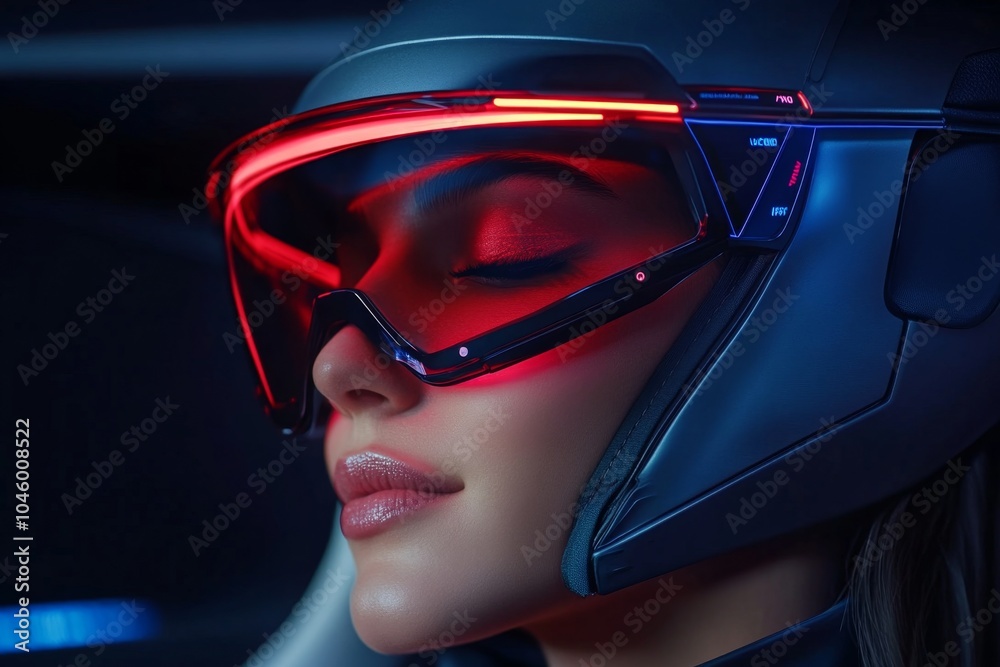 Aufkleber futuristic city where people are smiling and interacting with advanced technology, symbolizing the h