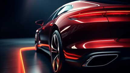 Modern Sports Car in Red - Rear Perspective