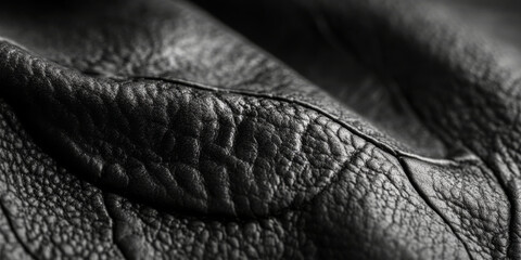 Macro shot of dark gray leather, featuring a rich texture and intricate grain details, emphasizing the sophisticated nature of genuine leather