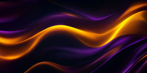 Obraz premium Abstract background, vibrant dark grainy yellow violet black glowing dynamic color wave, banner poster header backdrop design blending warm yellow with deep violet and rich black