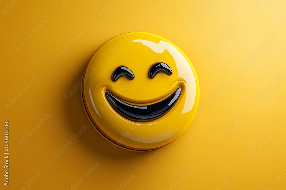 Poster Minimalist depiction of a smiling face, with simple, clean lines representing the universal joy of smiling often