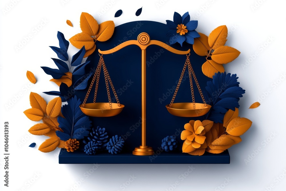Poster minimalist design of scales tipping unfairly, symbolizing the concept of injustice in a clean, elega