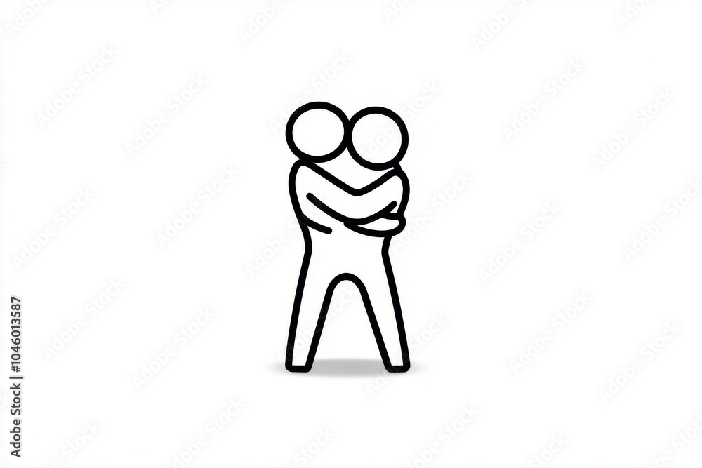 Poster Minimalist outline of a person hugging themselves, symbolizing the power of self-love through simple, clean lines