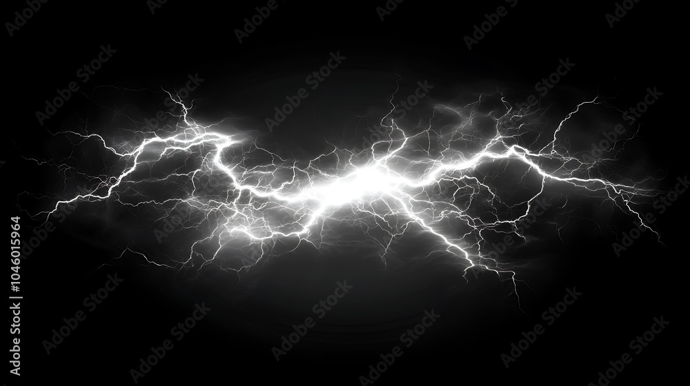 Poster Flash of lightning on dark background 