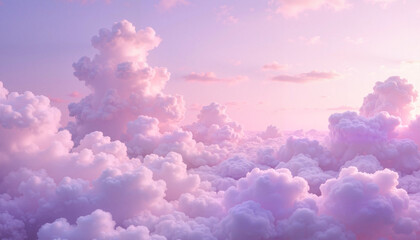 Dreamy pink and purple clouds in ethereal sky
