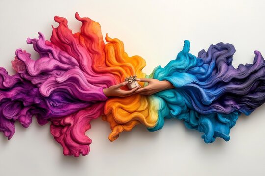 Watercolor painting of a person being handed a small gift in appreciation, with soft, flowing colors capturing the warmth and emotion of the gesture