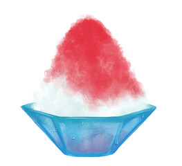 器に水滴のついたかき氷