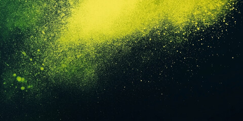 Fototapeta premium Abstract grainy gradient background, yellow green color shape, black backdrop, noisy texture, dark banner poster header design with bright yellow blending into fresh green tones