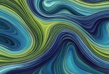 Obraz premium Colorful swirling patterns in green and blue shades create a vibrant abstract design. Generative AI