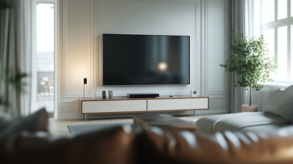 Big Tv In A Living Room Elegant living room with big tv screen 