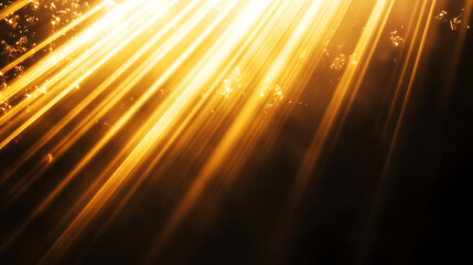 Glowing sun rays on black background