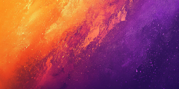 Rich orange and purple grainy gradient abstract background, featuring noise texture for a dynamic poster header or backdrop design with bold hues