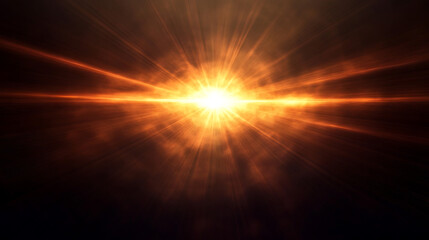 Obraz premium Glowing sun rays on black background