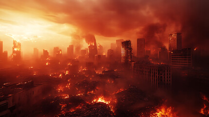 Obraz premium An image representing a destroyed city in a fire storm 