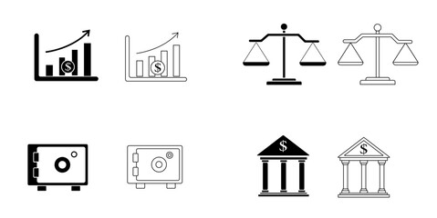 Bank icon set. Vector graphic illustration. Suitable for website design, logo, app, template, and ui.