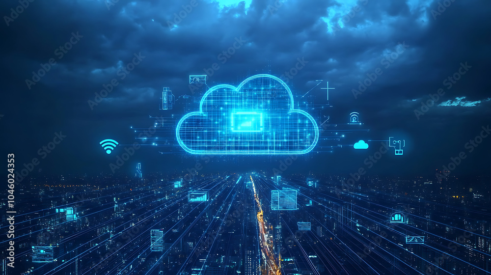 Poster 5G wireless network high speed internet cloud computing or connect diagram technology Data storage service synchronize online financial Connectivity global smart city