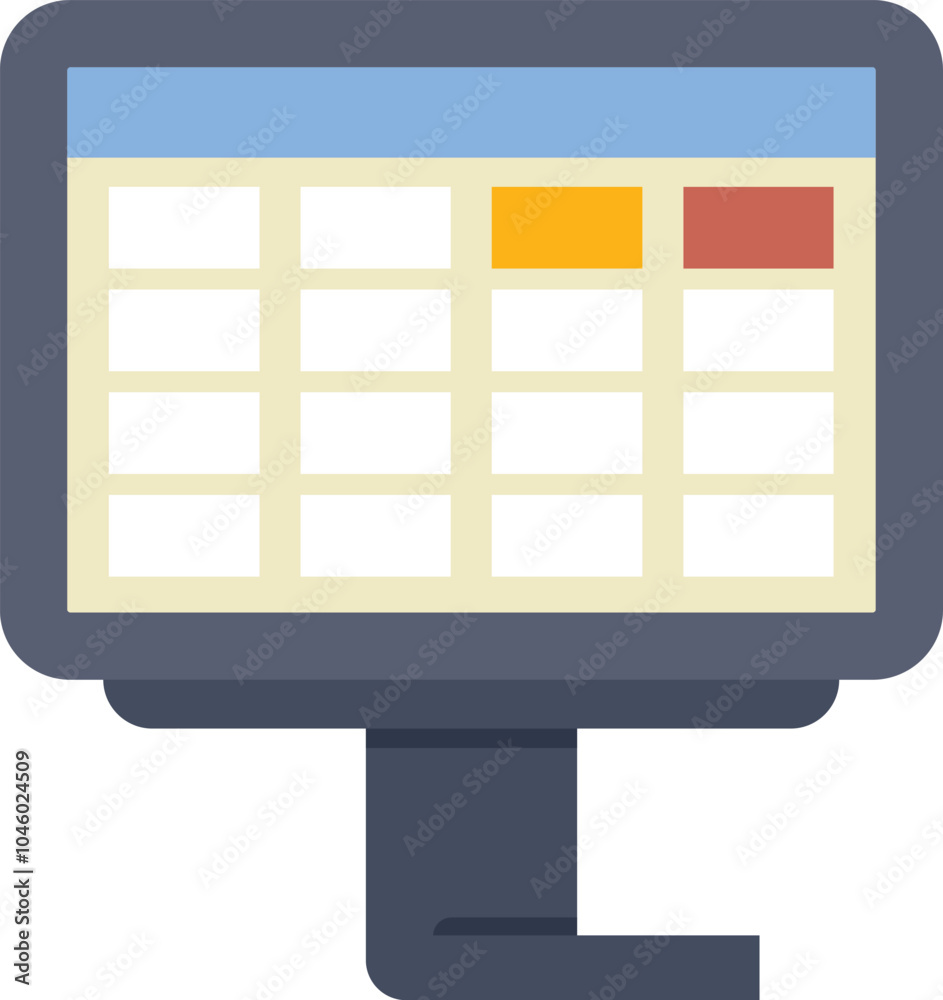 Poster computer is displaying a spreadsheet with colorful data, suggesting analysis and financial reporting