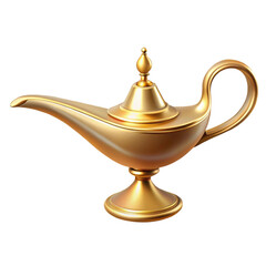 Gold Arabian genie lamp on transparent background