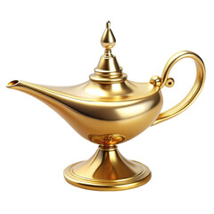 Gold Arabian genie lamp on transparent background