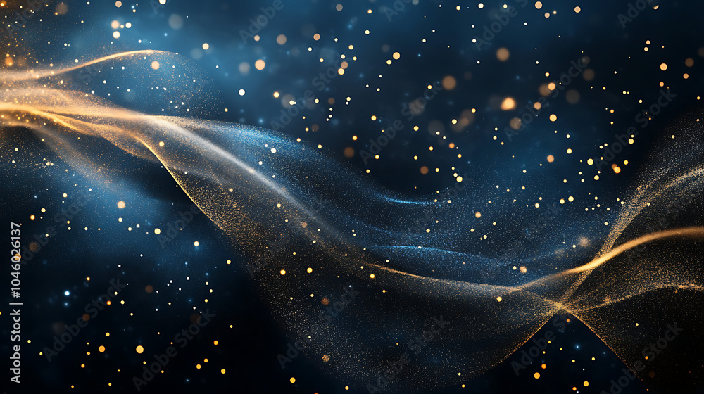 Poster abstract background with star dark blue and gold particle