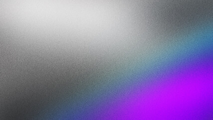 Fototapeta premium Abstract wavy patterns in purple and blue tones rest on a gradient grey background, from dark to light, accented by grainy textures and noise effects, making it suitable for web and poster designs.
