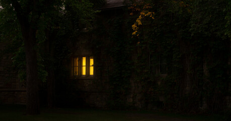 University of Saskatchewan buildings, castle, evening, night, light gloomy weather, saskatoon,...