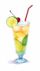 Fototapeta premium Watercolor Cocktail Illustration