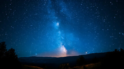 Fototapeta premium Star-filled deep blue night sky creating