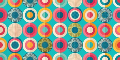 Trendy abstract background showcases a  pattern with pastel circles, reflecting retro Scandinavian style, perfect for modern decor and artistic projects with a playful twist.