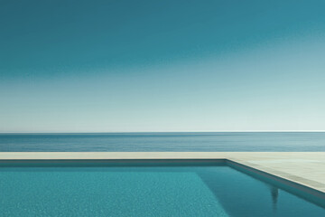 Fototapeta premium Infinity pool merging with the ocean on sunny day