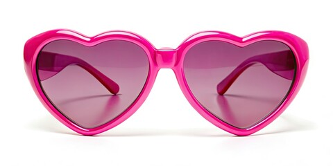 Trendy pink heart-shaped sunglasses stand out against a white backdrop, exuding summer vibes. Perfect for adding a playful element to your stylish summer wardrobe!