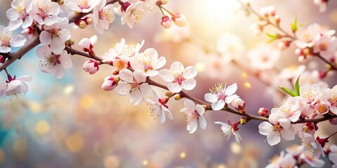 Obraz premium Spring floral abstract background with blossoming apricot branches