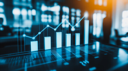 Business person evaluates metrics for charts and graphs with statistics to innovative analyze business potential and forecast future development of companies growth., setting goals for expansion.