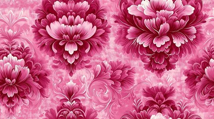 Naklejka premium Pink and white floral pattern with a textured background.