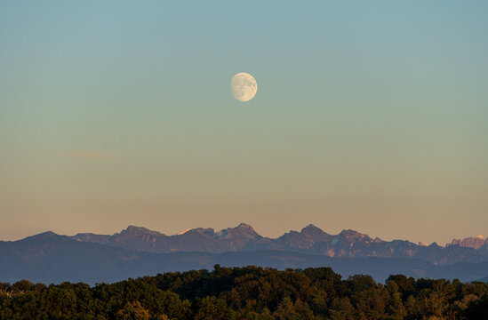 Serene Moonset over Estavayer le Lac, Switzerland