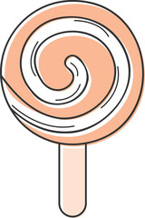 Peach and white swirl lollipop for Halloween candy Vector