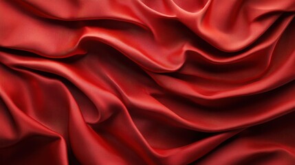 Obraz premium Elegantly draping red silk fabric creates dramatic waves, showcasing luxury and sophistication through its smooth, glossy texture and flowing movement.