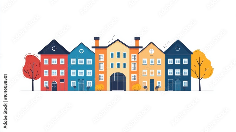 Poster school buildings on white. flat vector illustration. back to school.