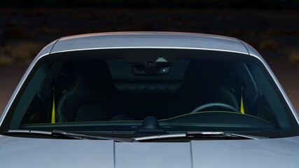 Obraz premium Windshield and wipers on a car