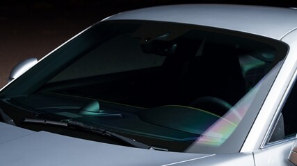 Fototapeta premium Windshield and wipers on a car