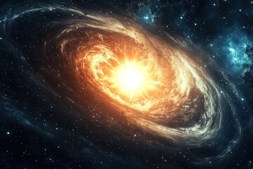 Galactic scene with a bright supernova and swirling stardust