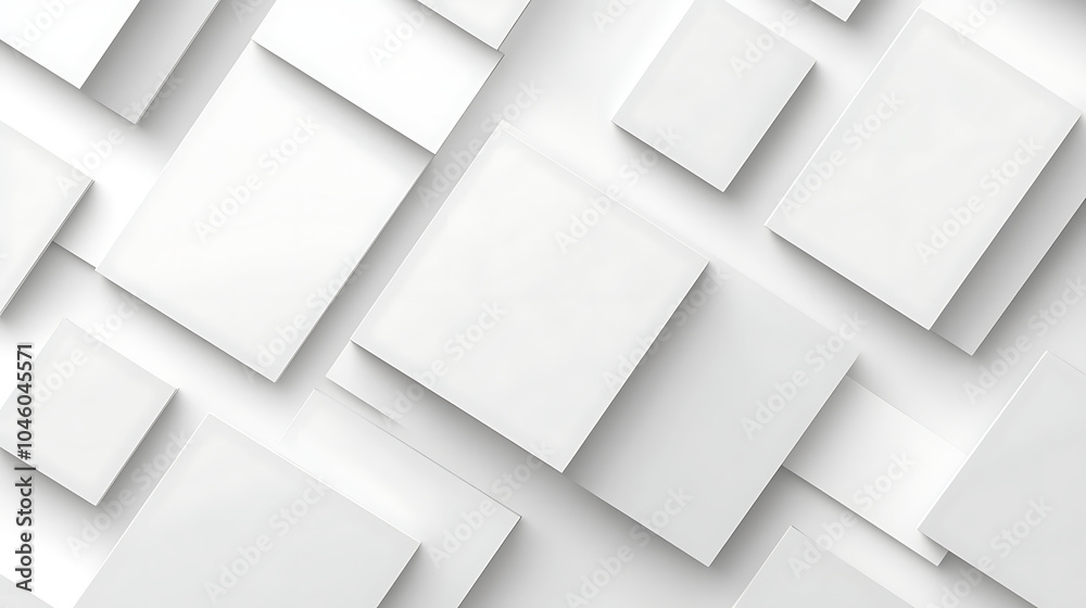 Aufkleber Modern white and light grey square overlapped pattern on background with shadow white background Minimal geometric white light background abstract design Elegant white and grey Background 