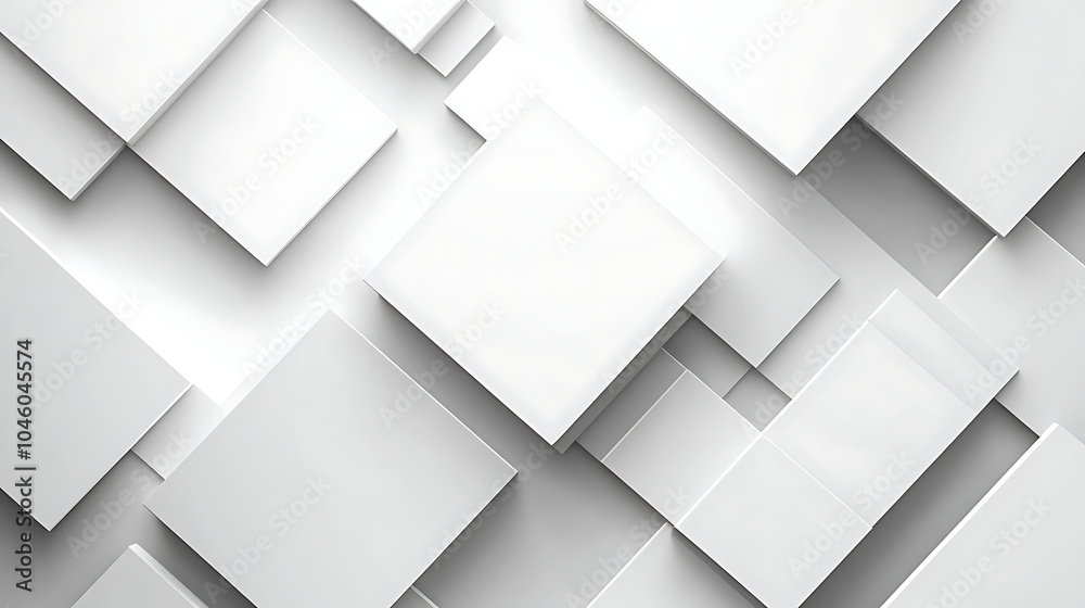 Aufkleber Modern white and light grey square overlapped pattern on background with shadow white background Minimal geometric white light background abstract design Elegant white and grey Background 