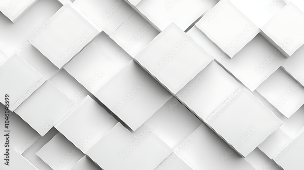 Aufkleber modern white and light grey square overlapped pattern on background with shadow white background min