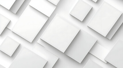 Obraz premium Modern white and light grey square overlapped pattern on background with shadow white background Minimal geometric white light background abstract design Elegant white and grey Background 