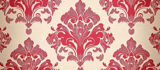 Red damask pattern wallpaper with vintage elegance, perfect for interior design